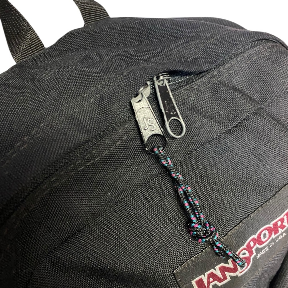 Jansport 90s Leather Bottom Backpack Rare Black On Black Vintage 90s Made In USA - Picture 8 of 10